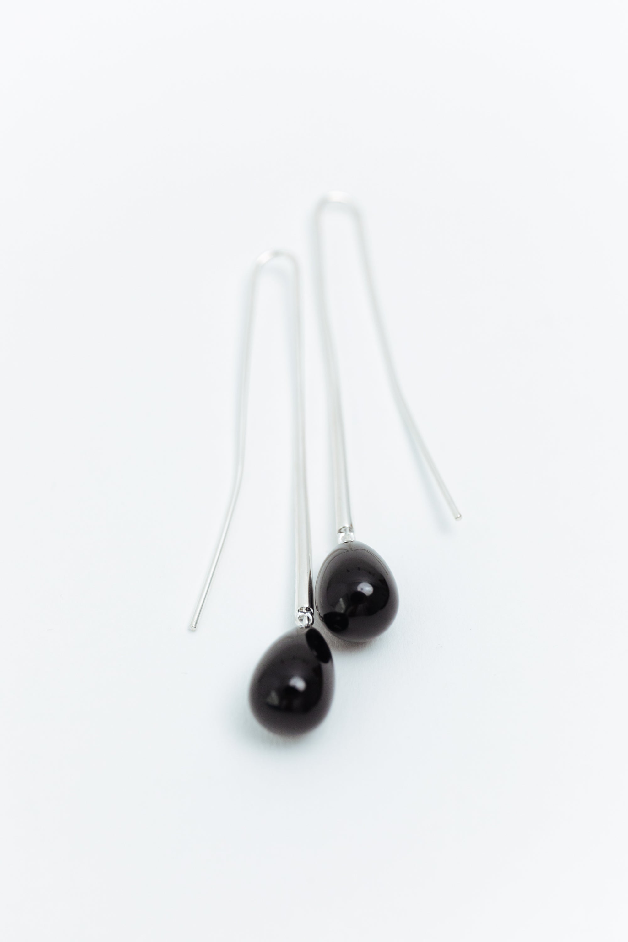 Cusp Onyx Earrings - Silver