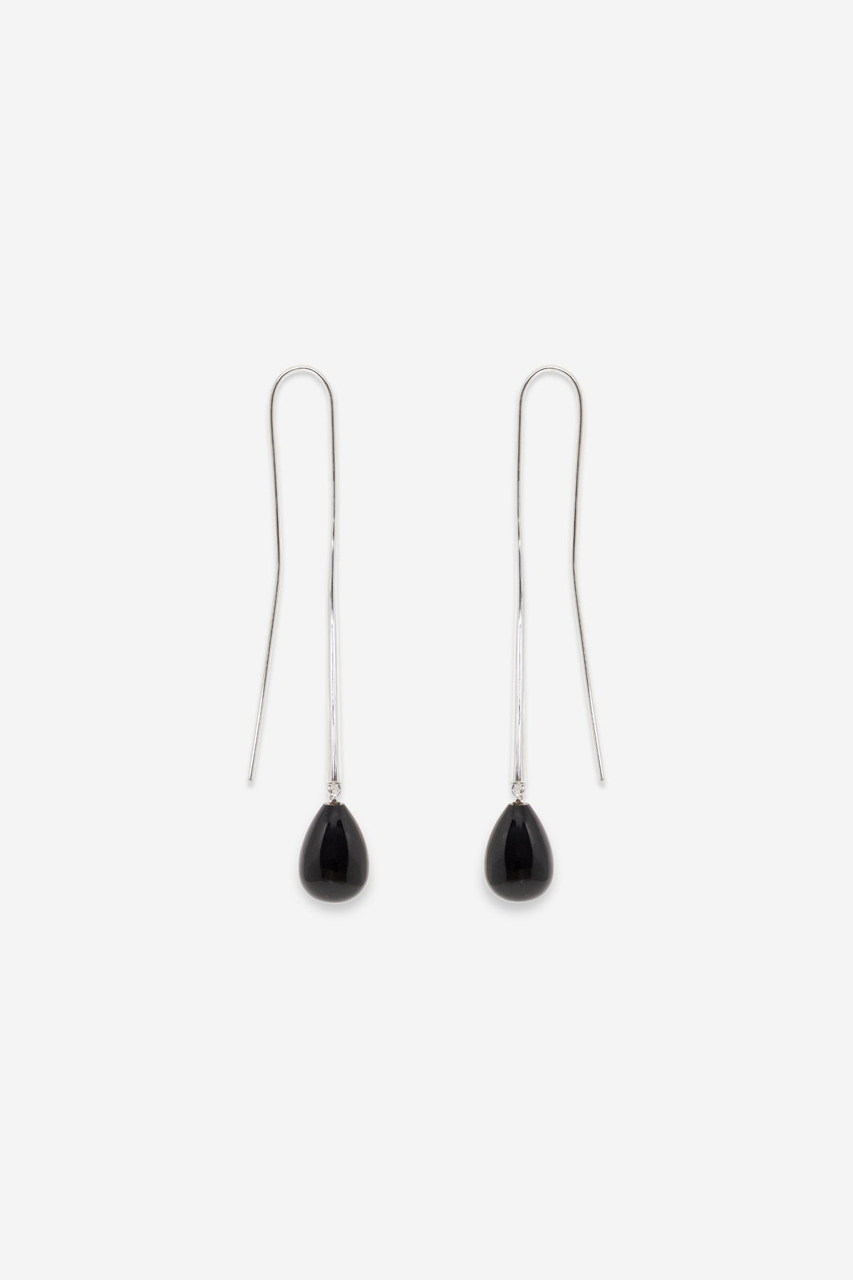Cusp Onyx Earrings - Silver