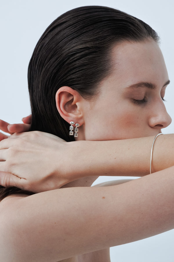 Veer Topaz Earrings - Silver