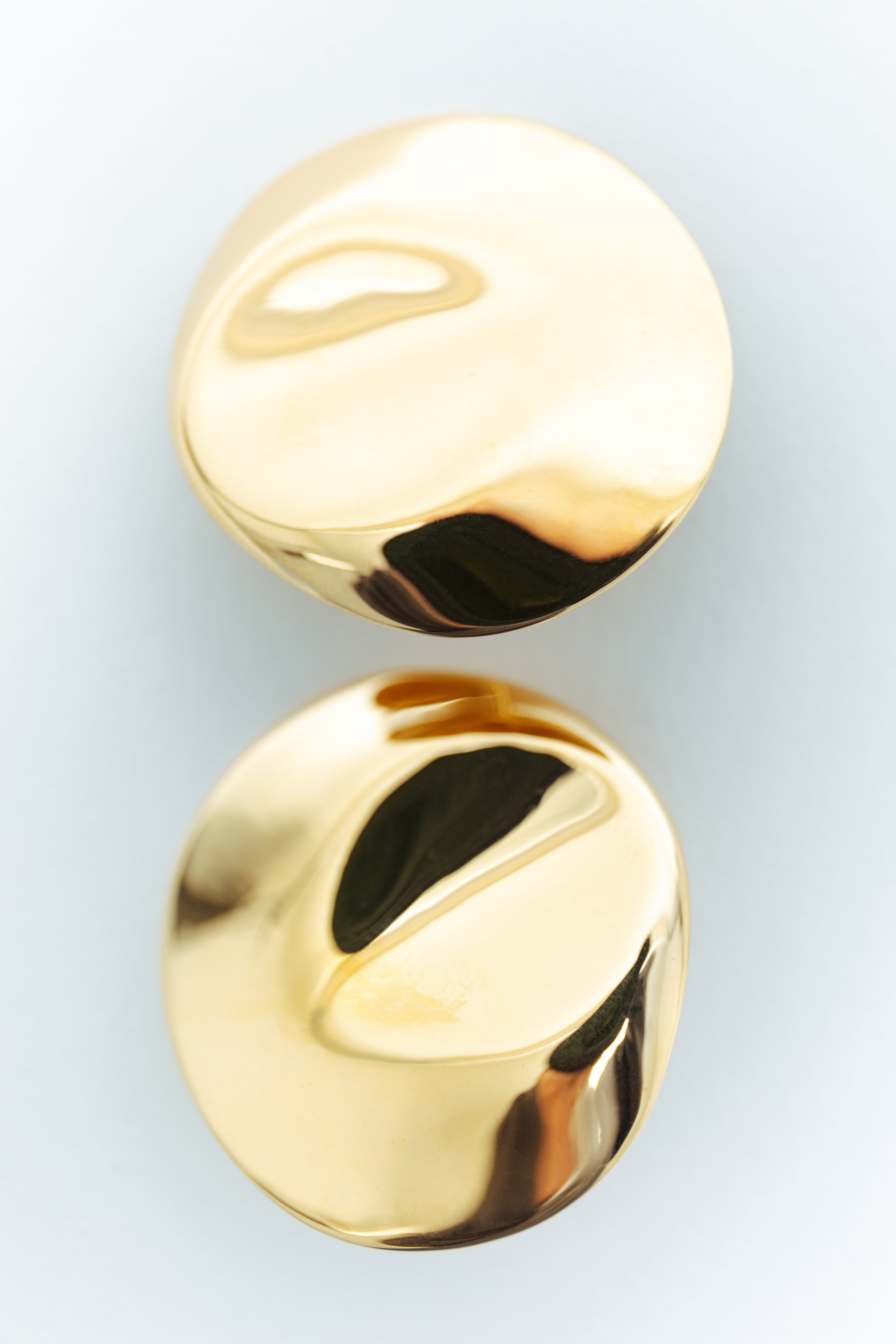 Dented Medallion Earrings - Gold