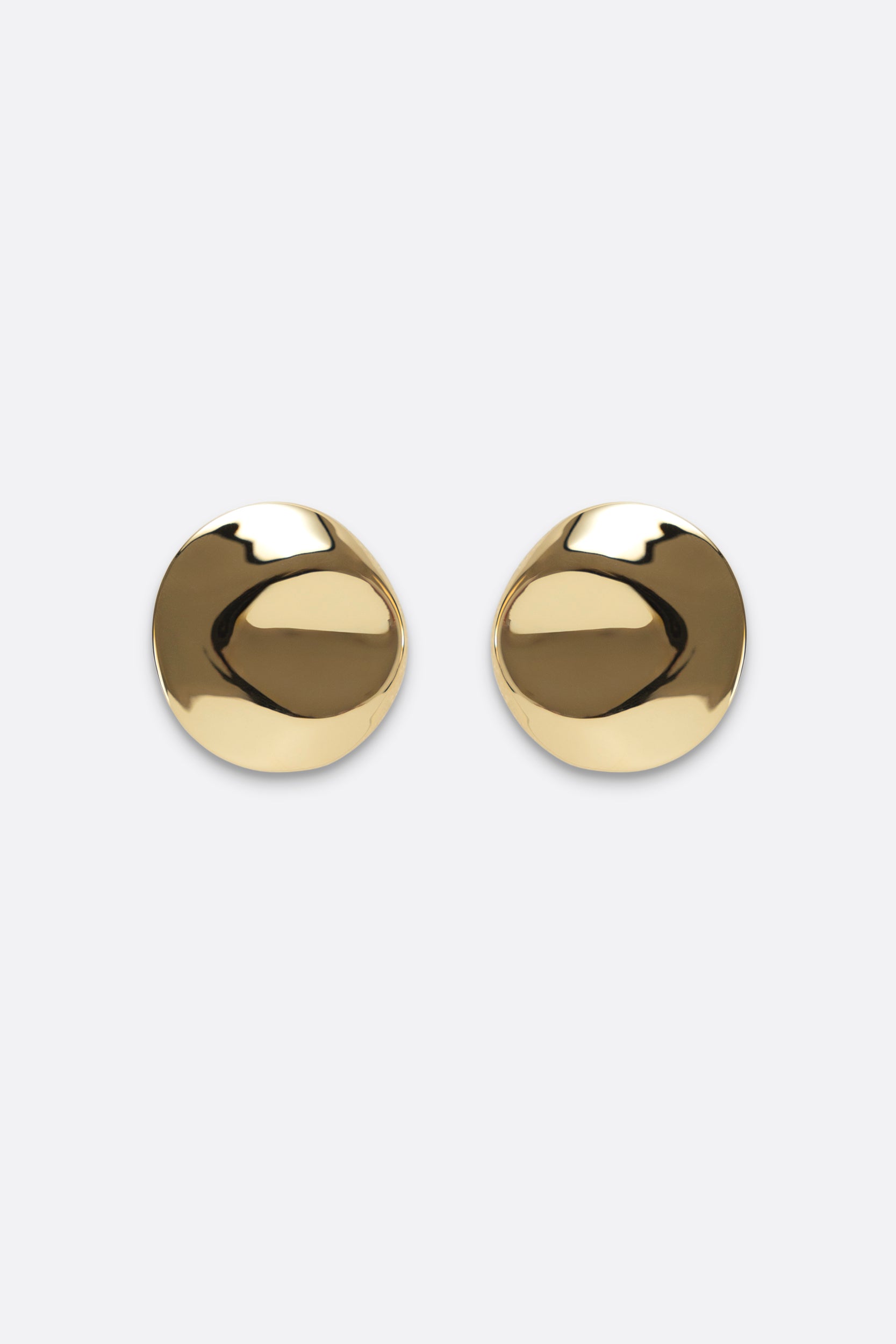 Dented Medallion Earrings - Gold
