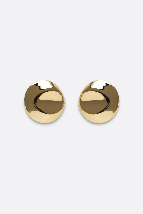 Dented Medallion Earrings - Gold