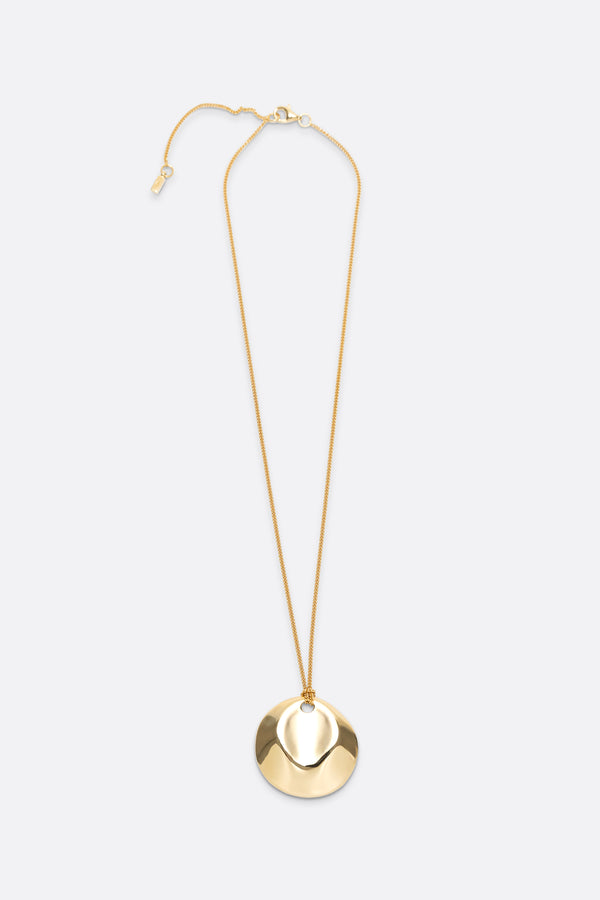 Dented Medallion Necklace - Gold