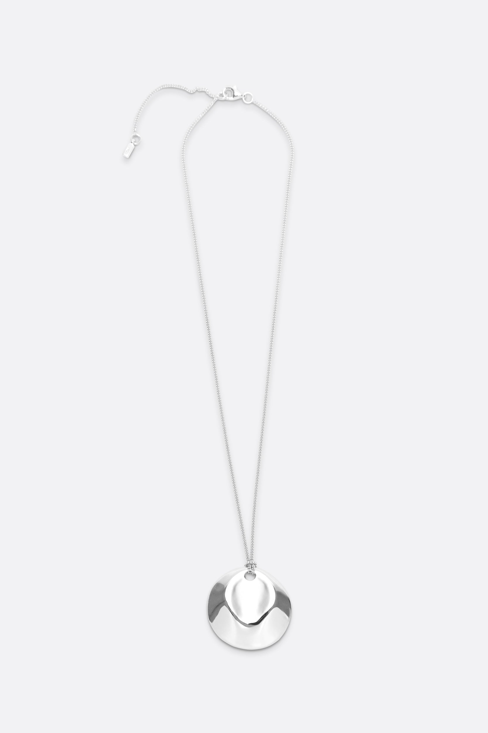 Dented Medallion Necklace - Silver