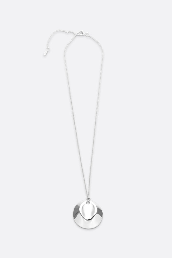 Dented Medallion Necklace - Silver