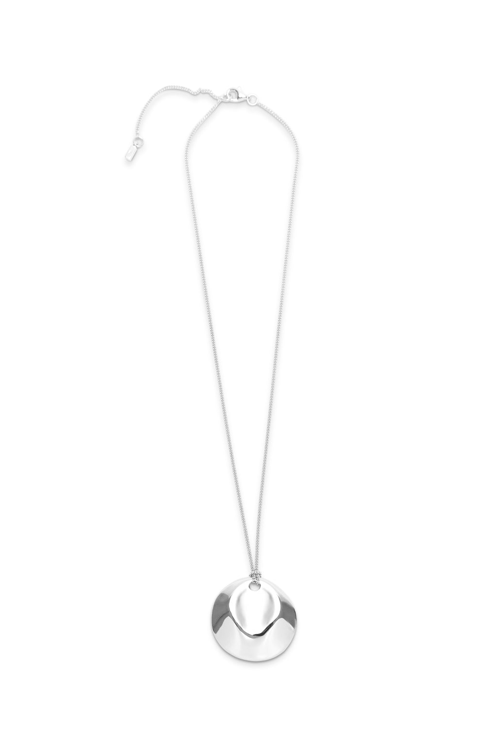 Dented Medallion Necklace - Silver