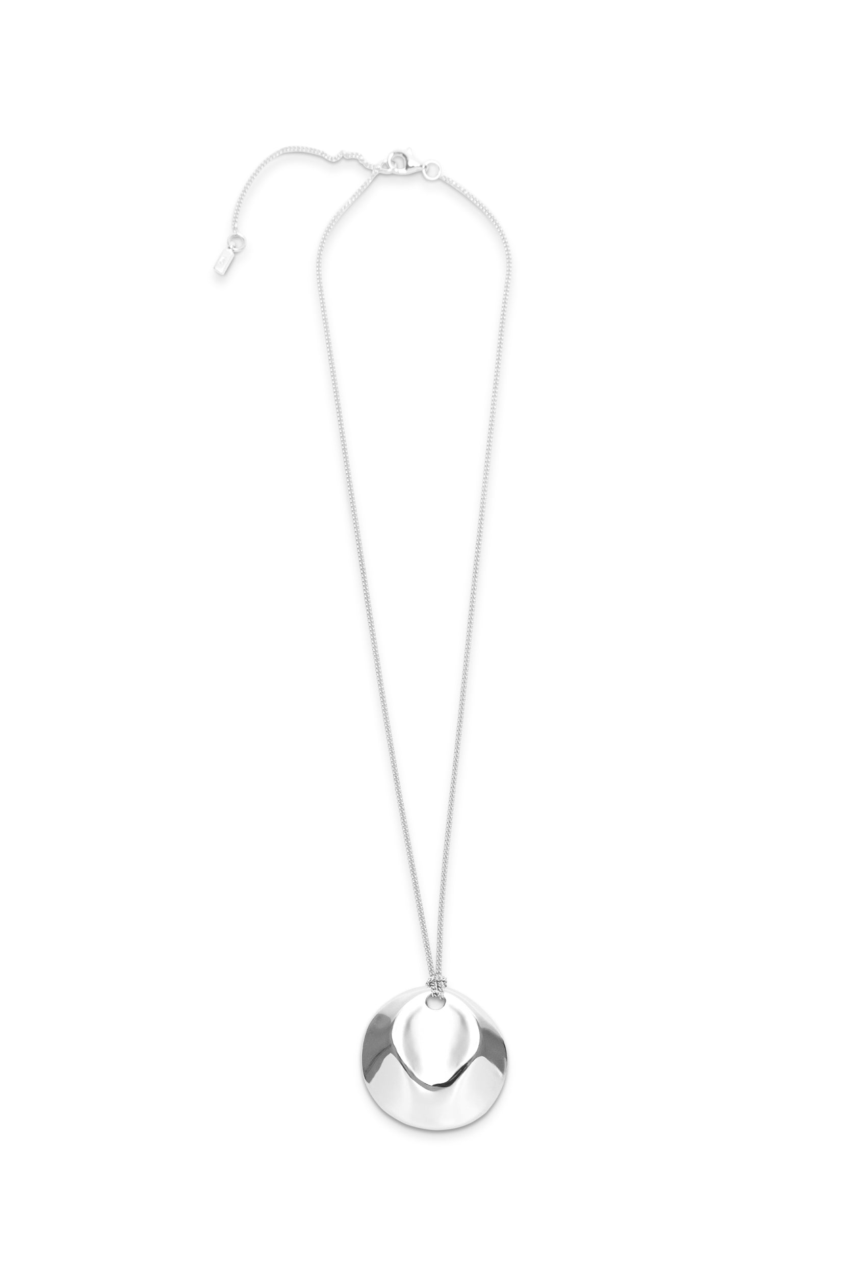 Dented Medallion Necklace - Silver