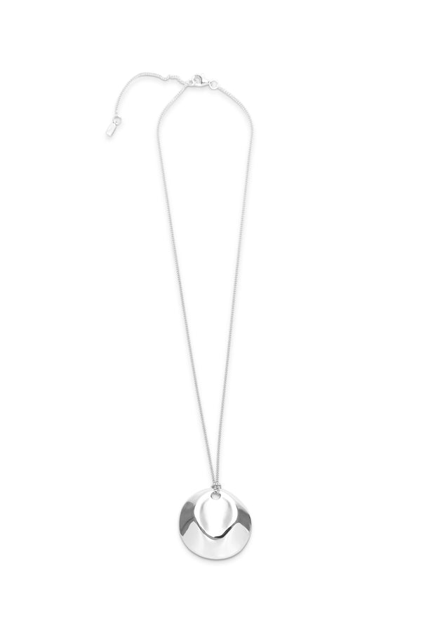 Dented Medallion Necklace - Silver