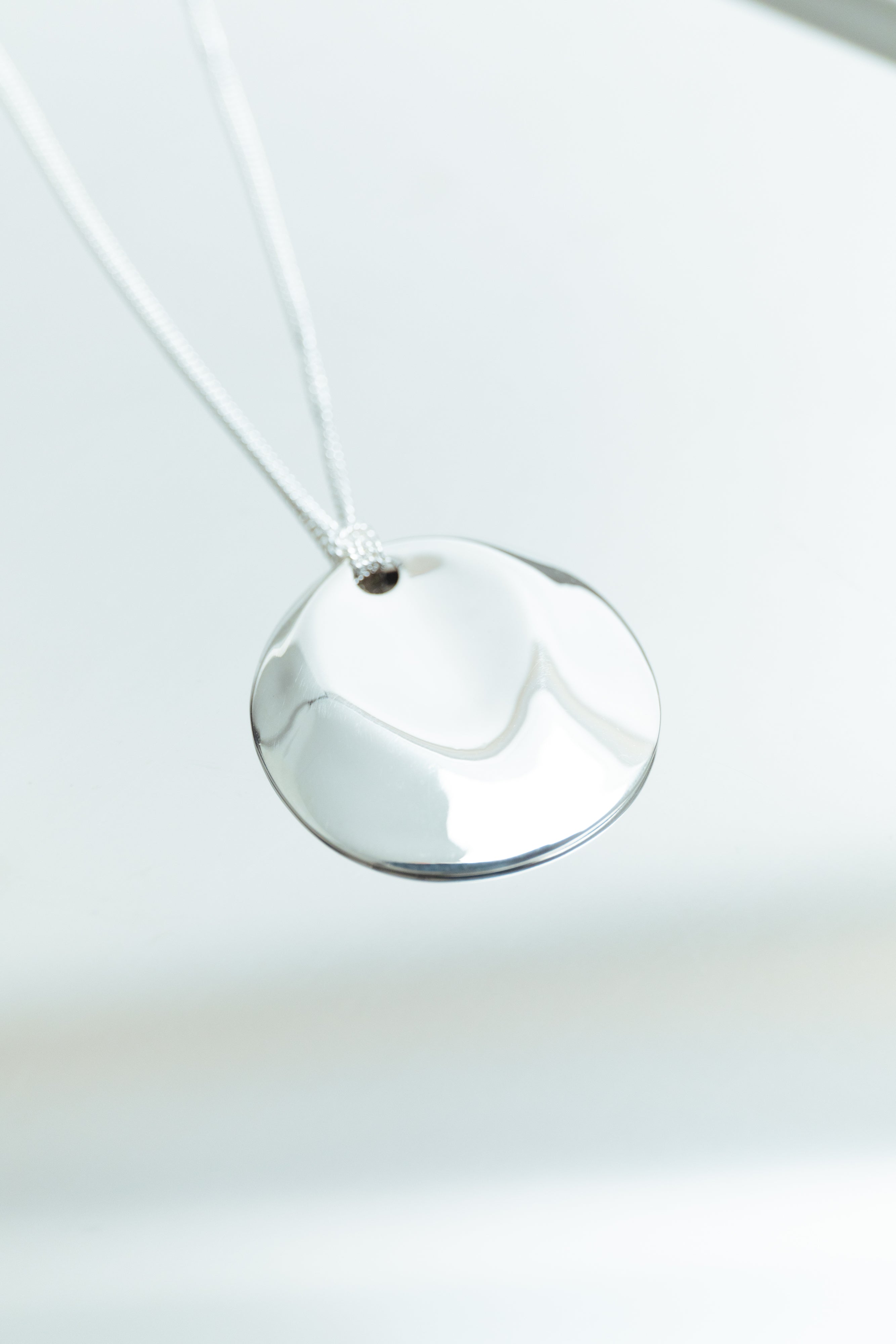 Dented Medallion Necklace - Silver