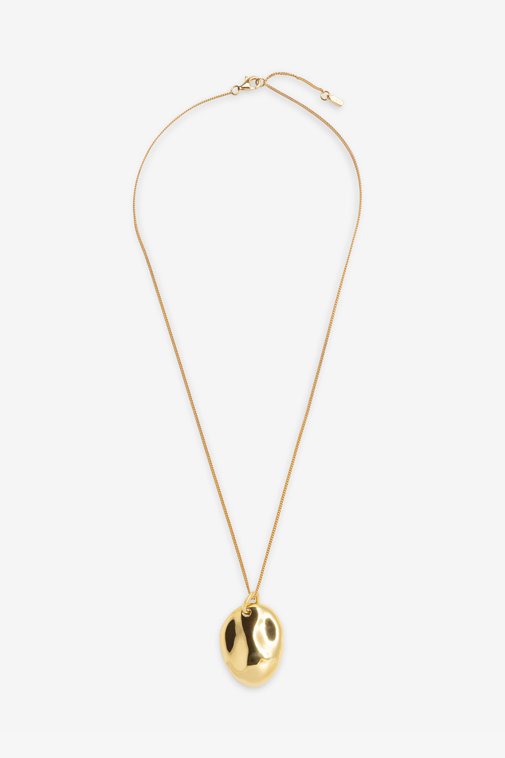 Modern Dylan Dome Necklace, lightweight pendant on 17" fine chain, Recycled Vermeil