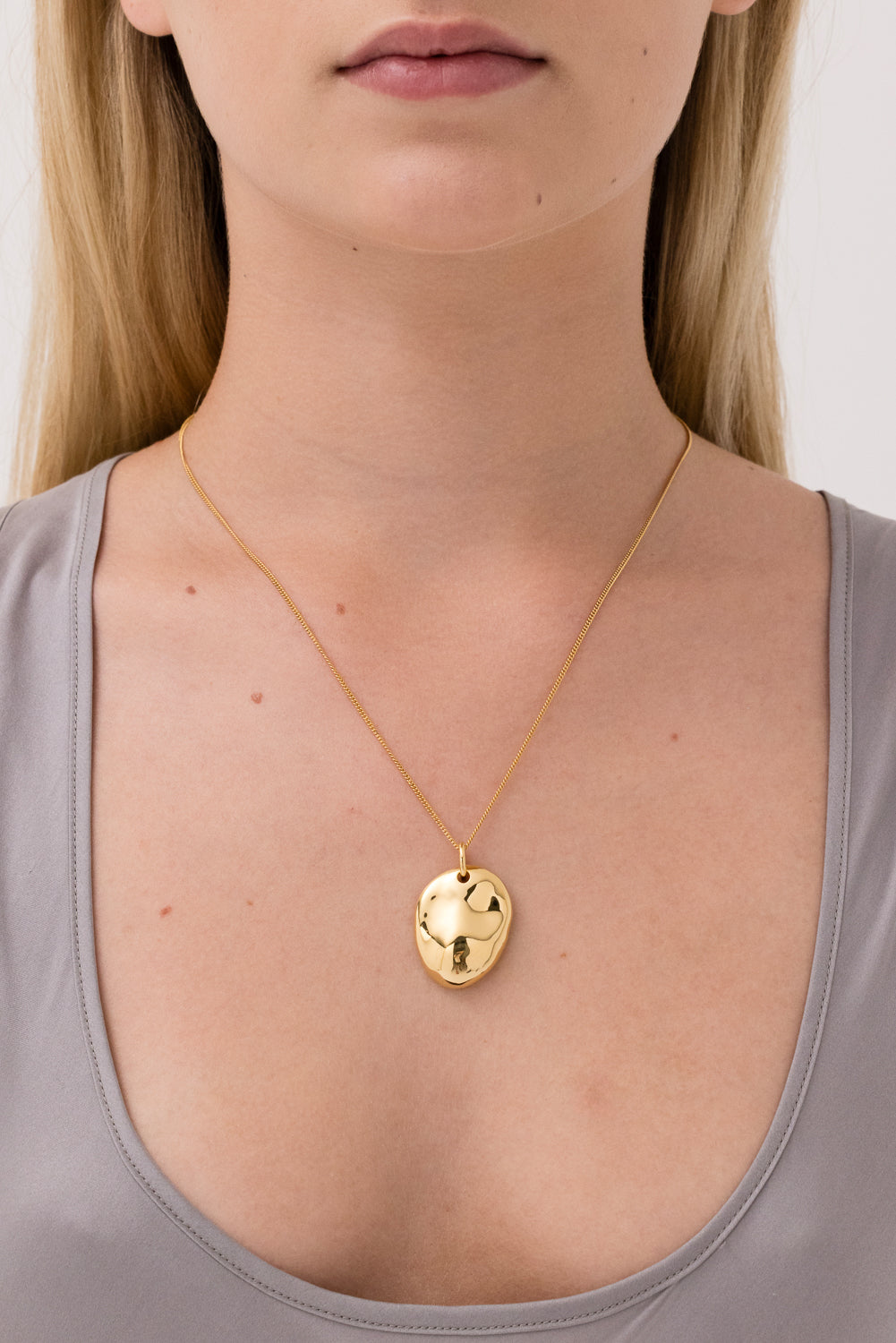 Dylan Dome Necklace with 30mm pendant on 45cm fine chain, Recycled 14k Vermeil