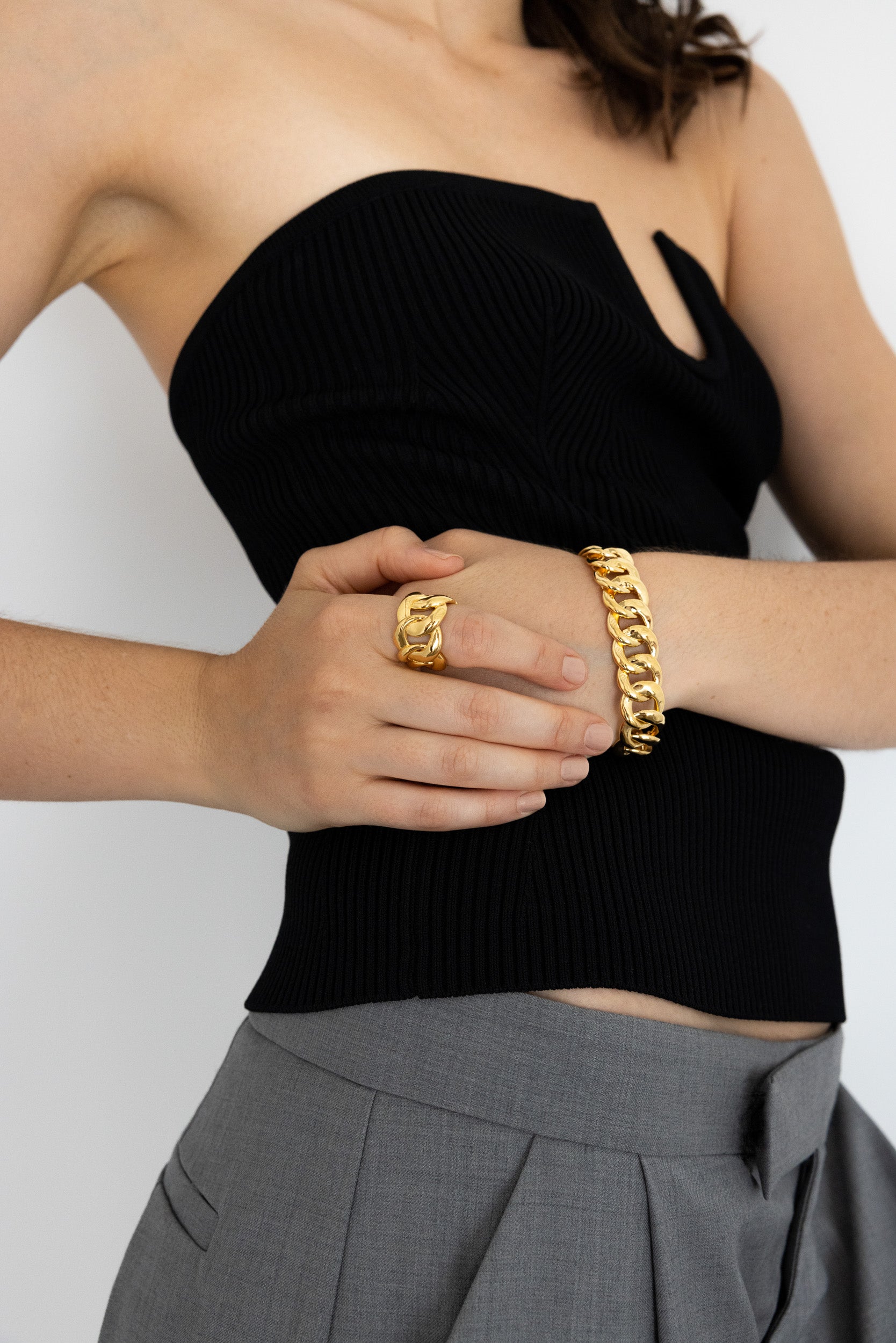 Bague chaîne volume - Or | Stock limité