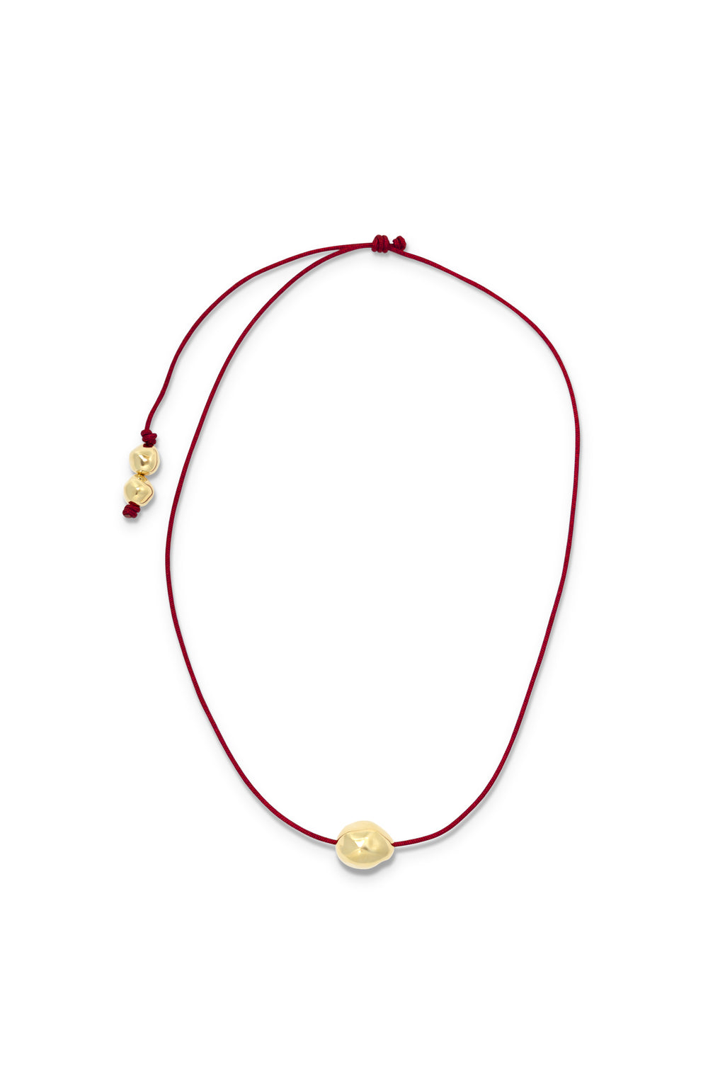 Figure Cord Necklace - Deep Red - Gold