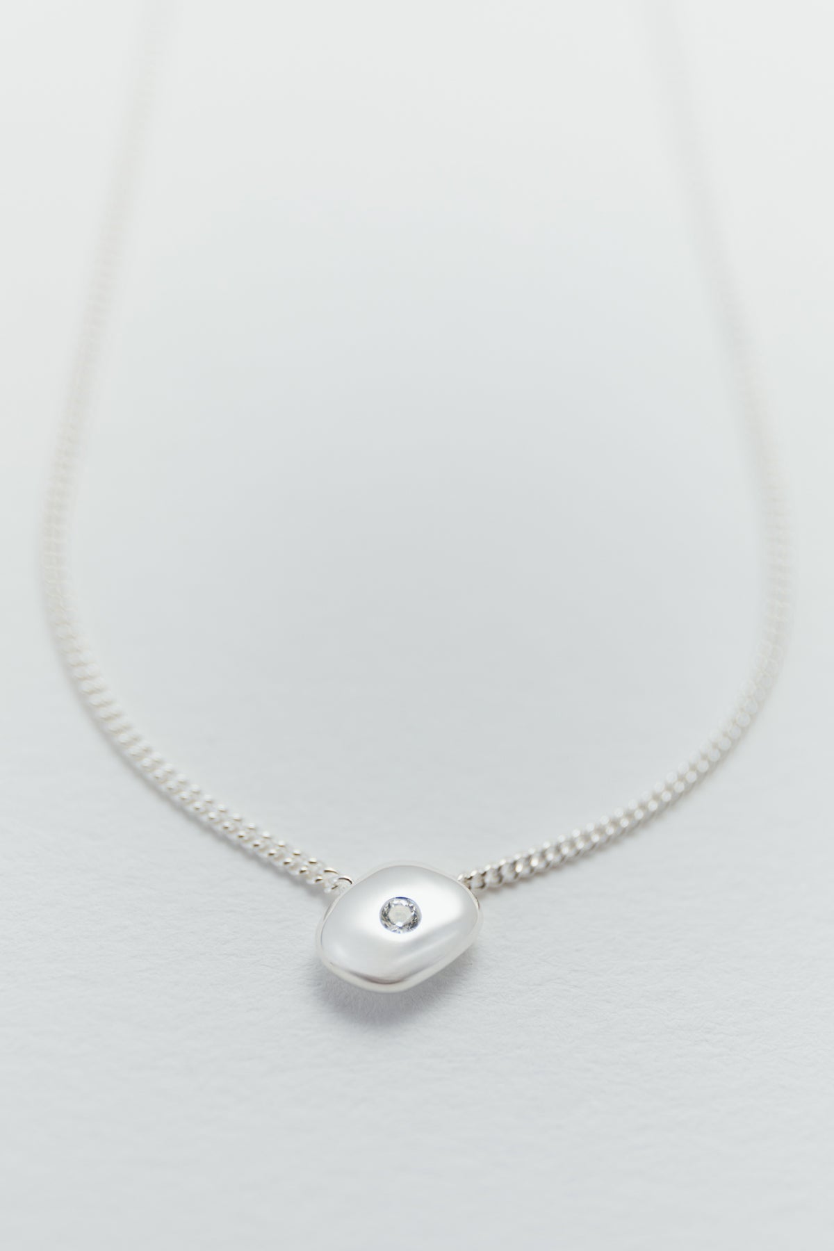 Mini Gemstone Drop Necklace - Silver