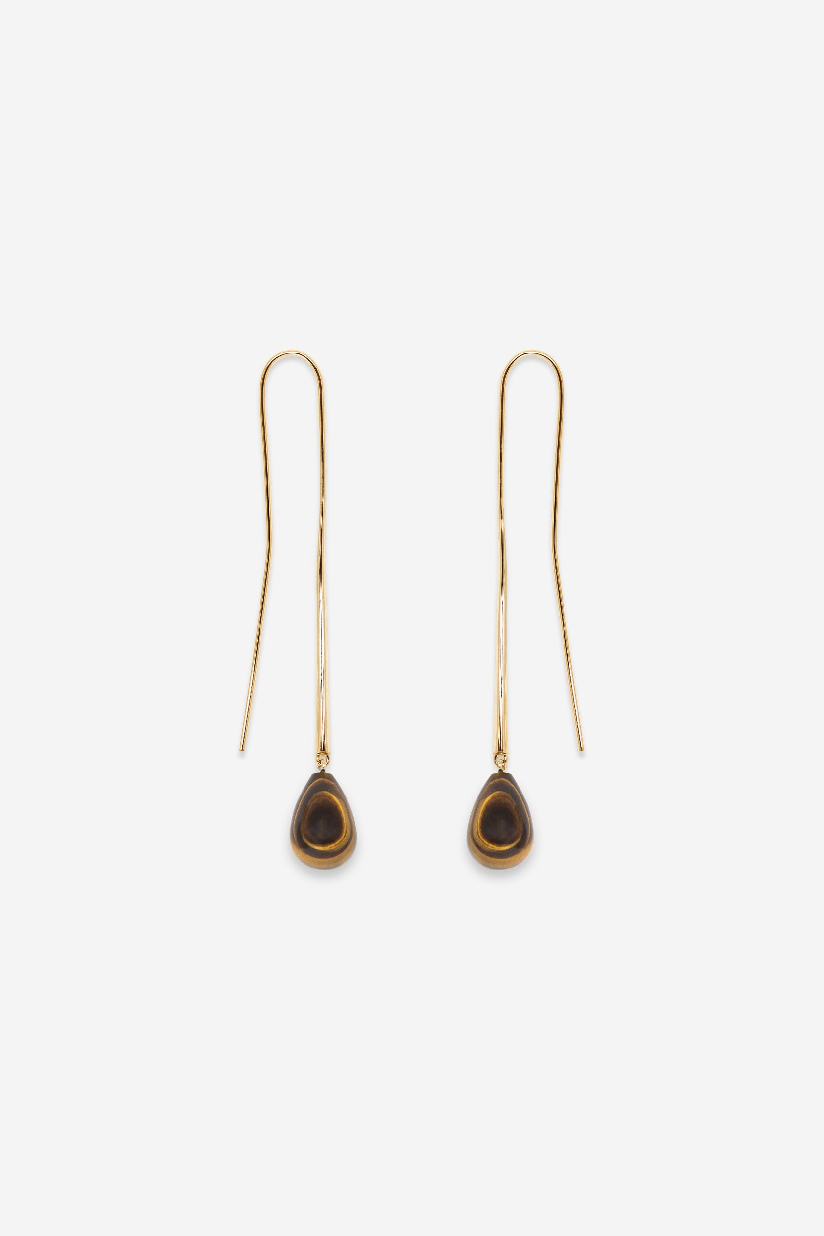 Cusp Tigers Eye Earrings - Gold