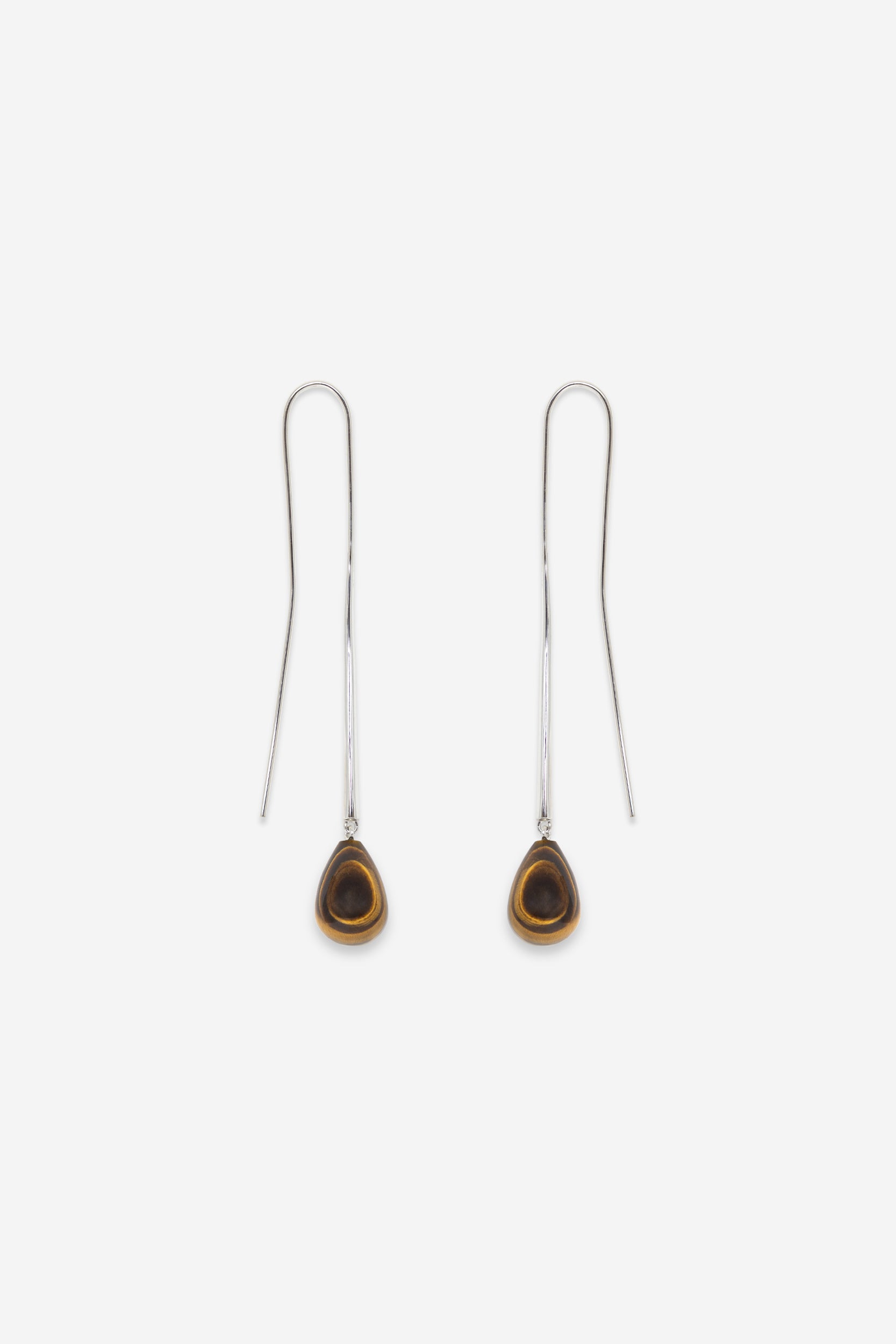 Cusp Tigers Eye Earrings - Silver