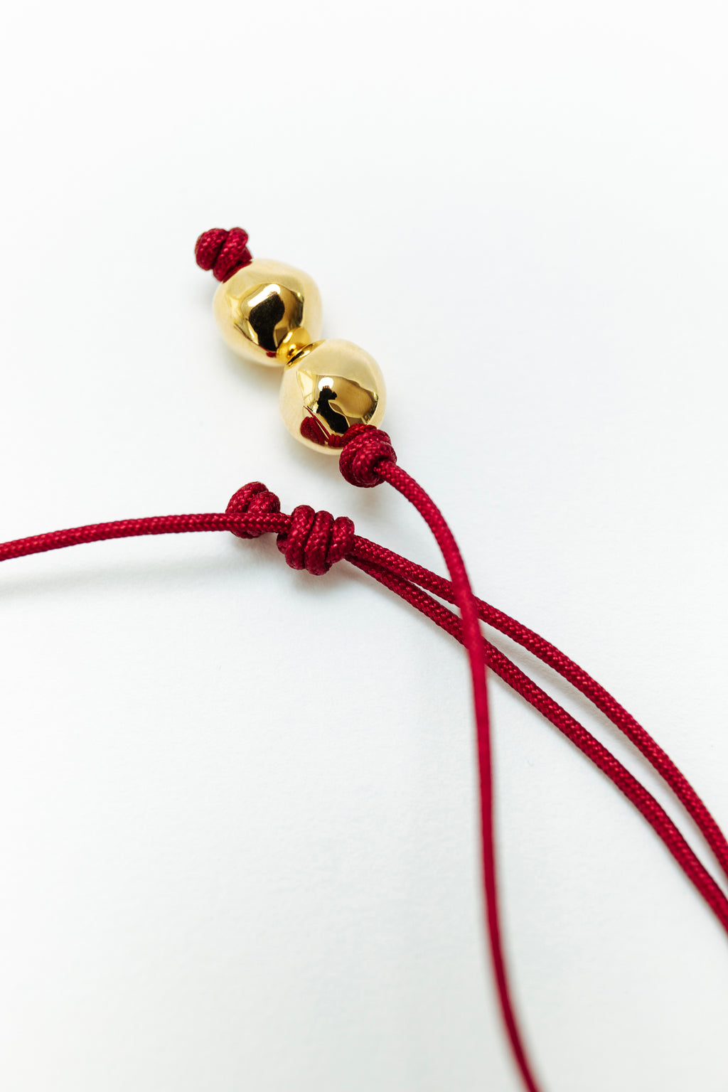 Figure Cord Necklace - Deep Red - Gold
