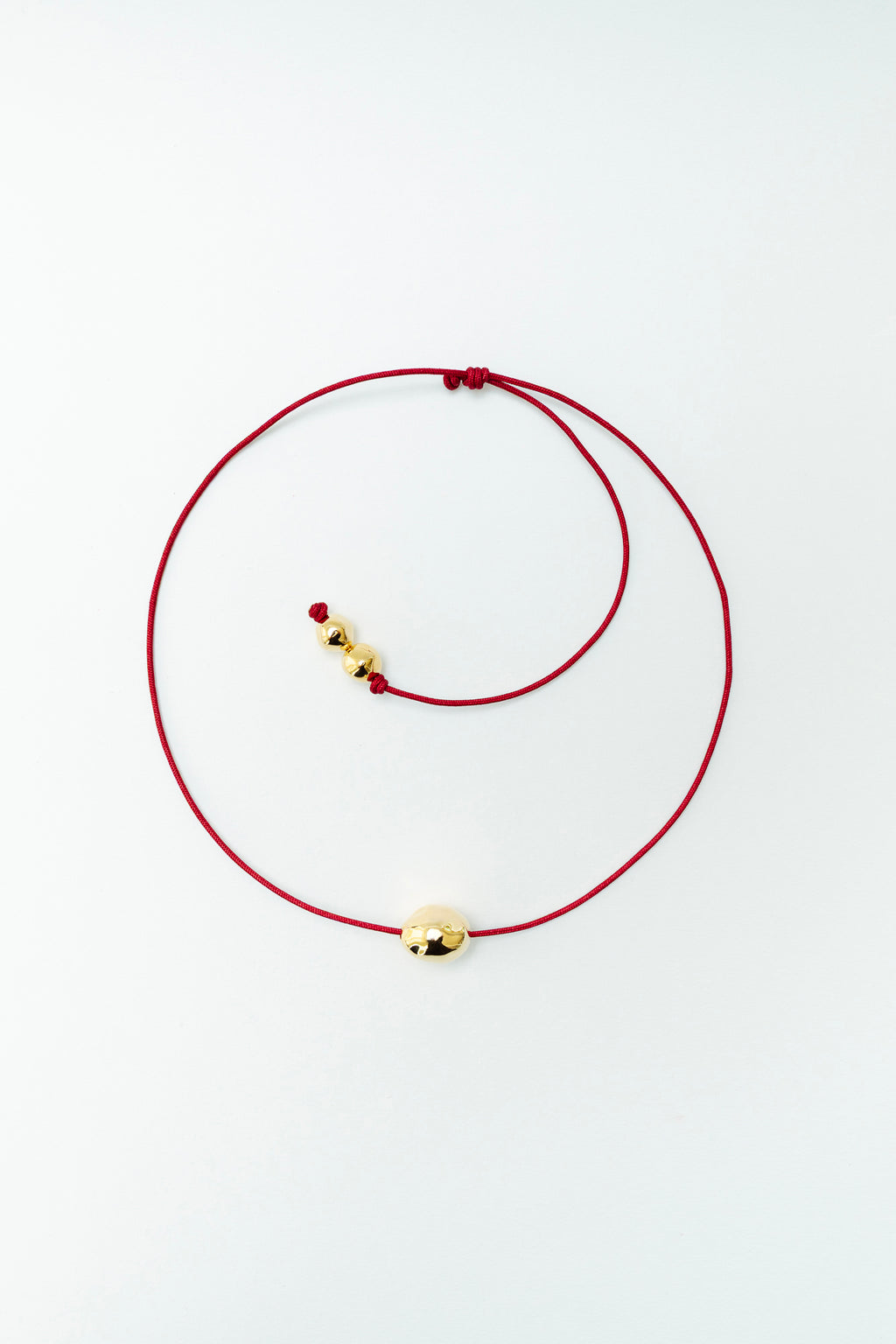 Figure Cord Necklace - Deep Red - Gold