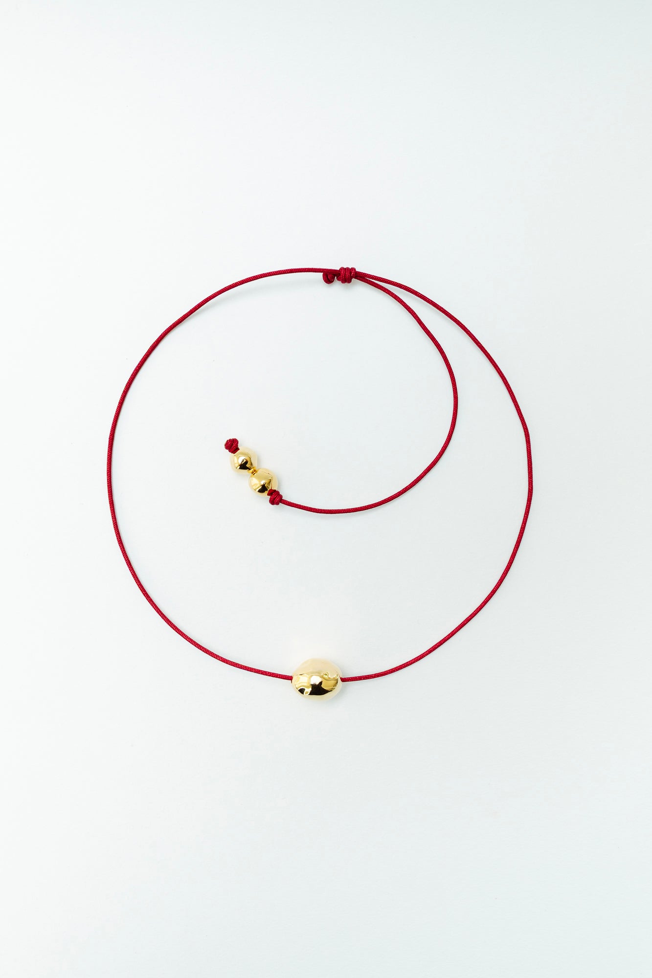 Figure Cord Necklace - Deep Red - Gold