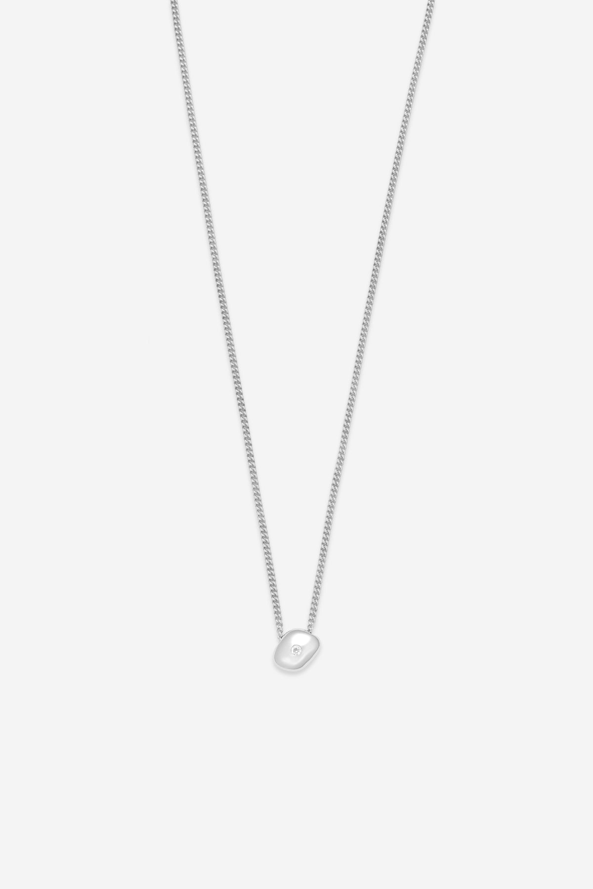 Mini Gemstone Drop Necklace - Silver