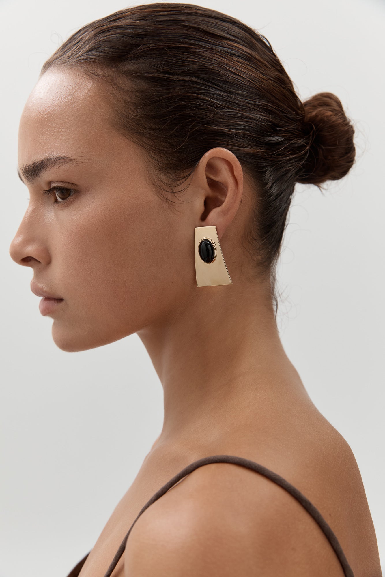 Cabochon Earrings - Gold