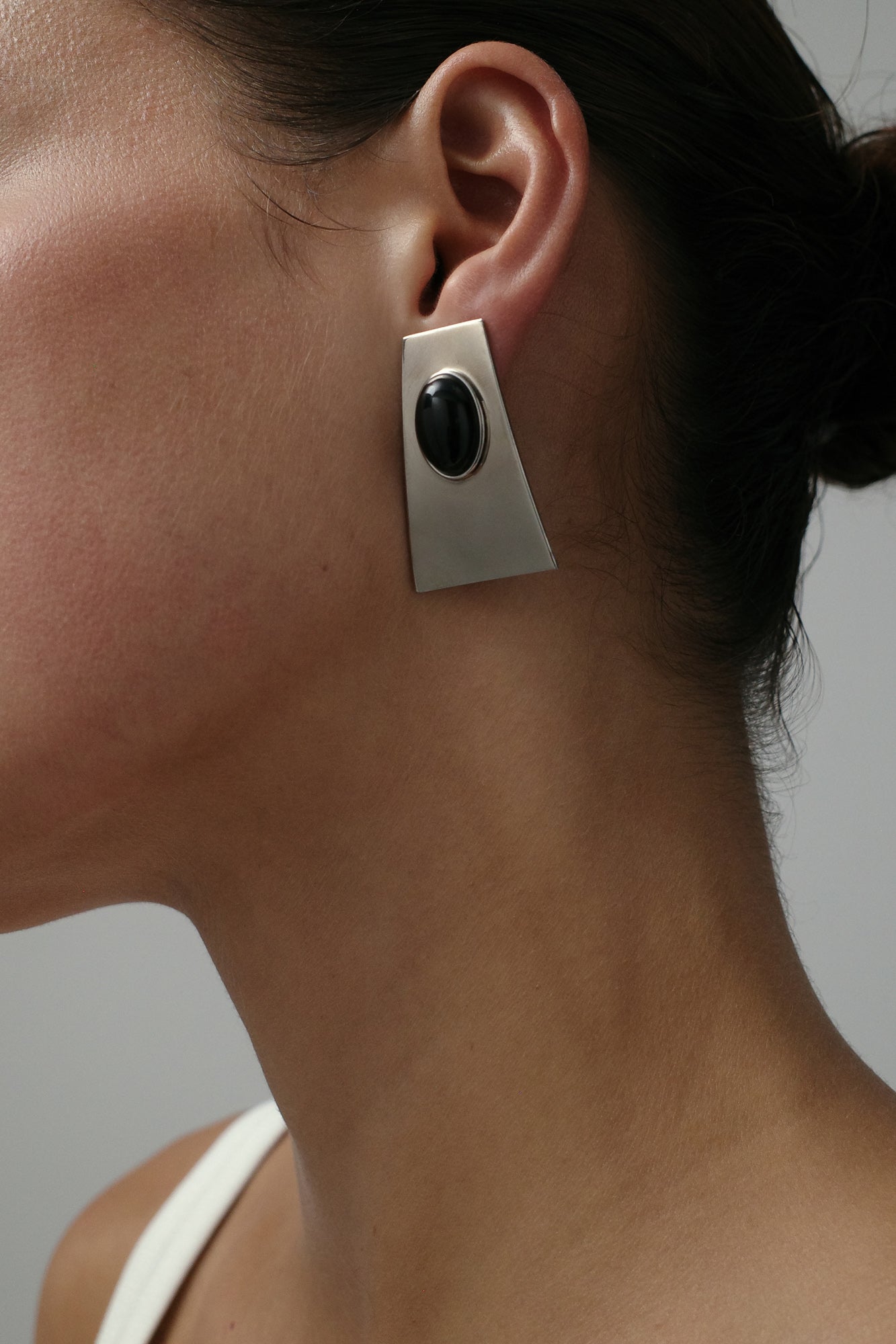 Cabochon Earrings - Silver