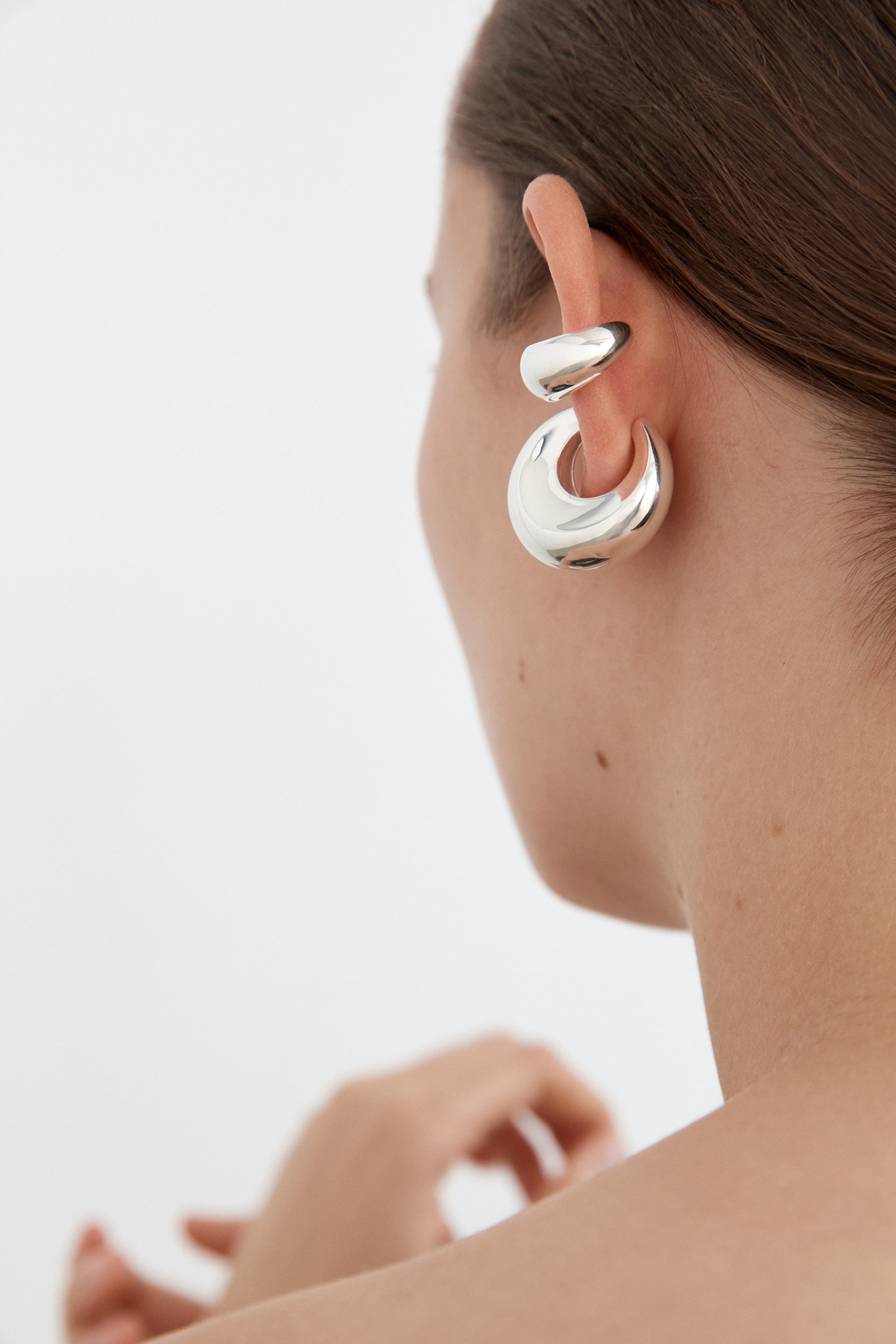 Concave Ear Cuff - Large - Silver