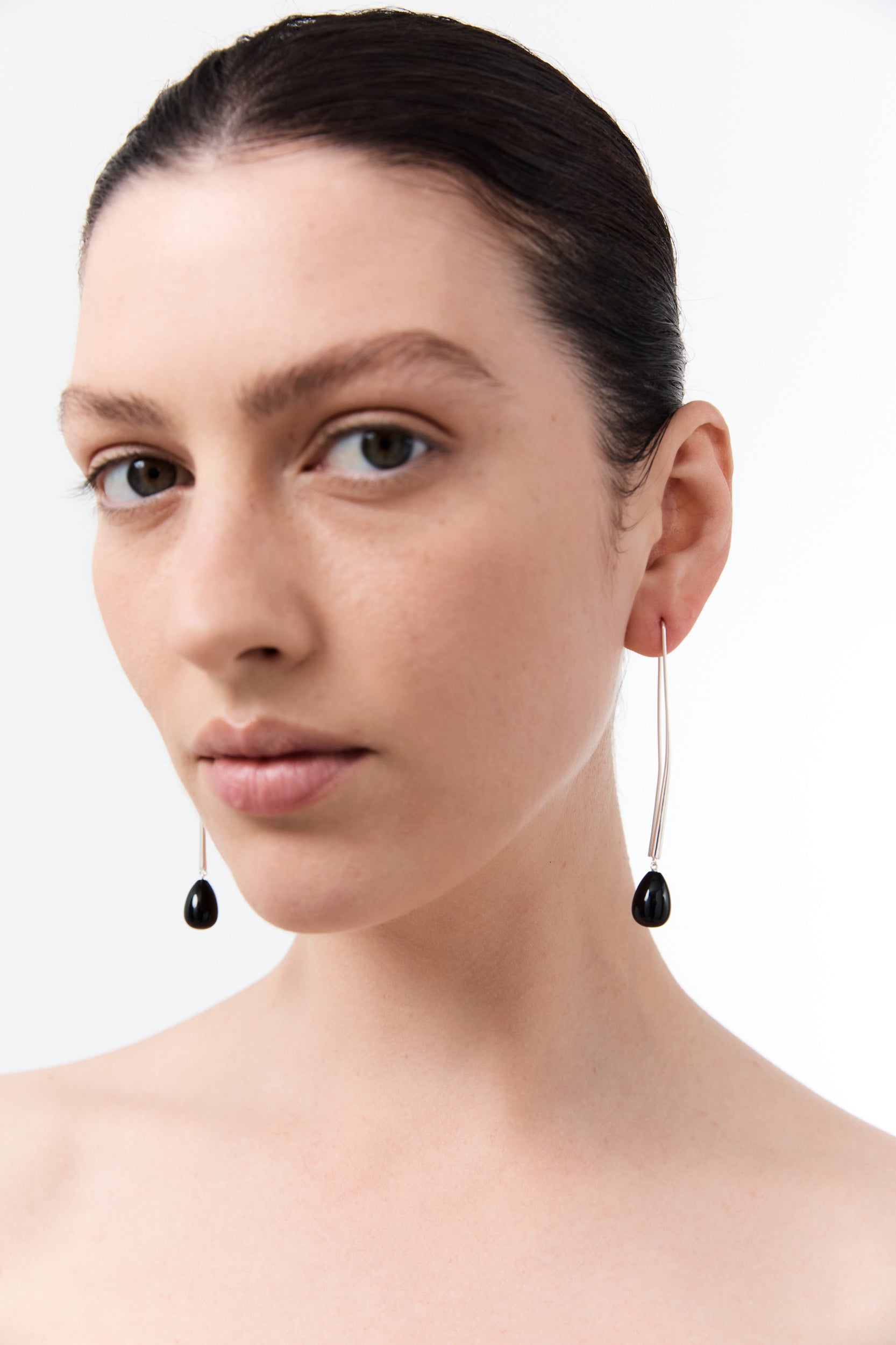 Cusp Onyx Earrings - Silver