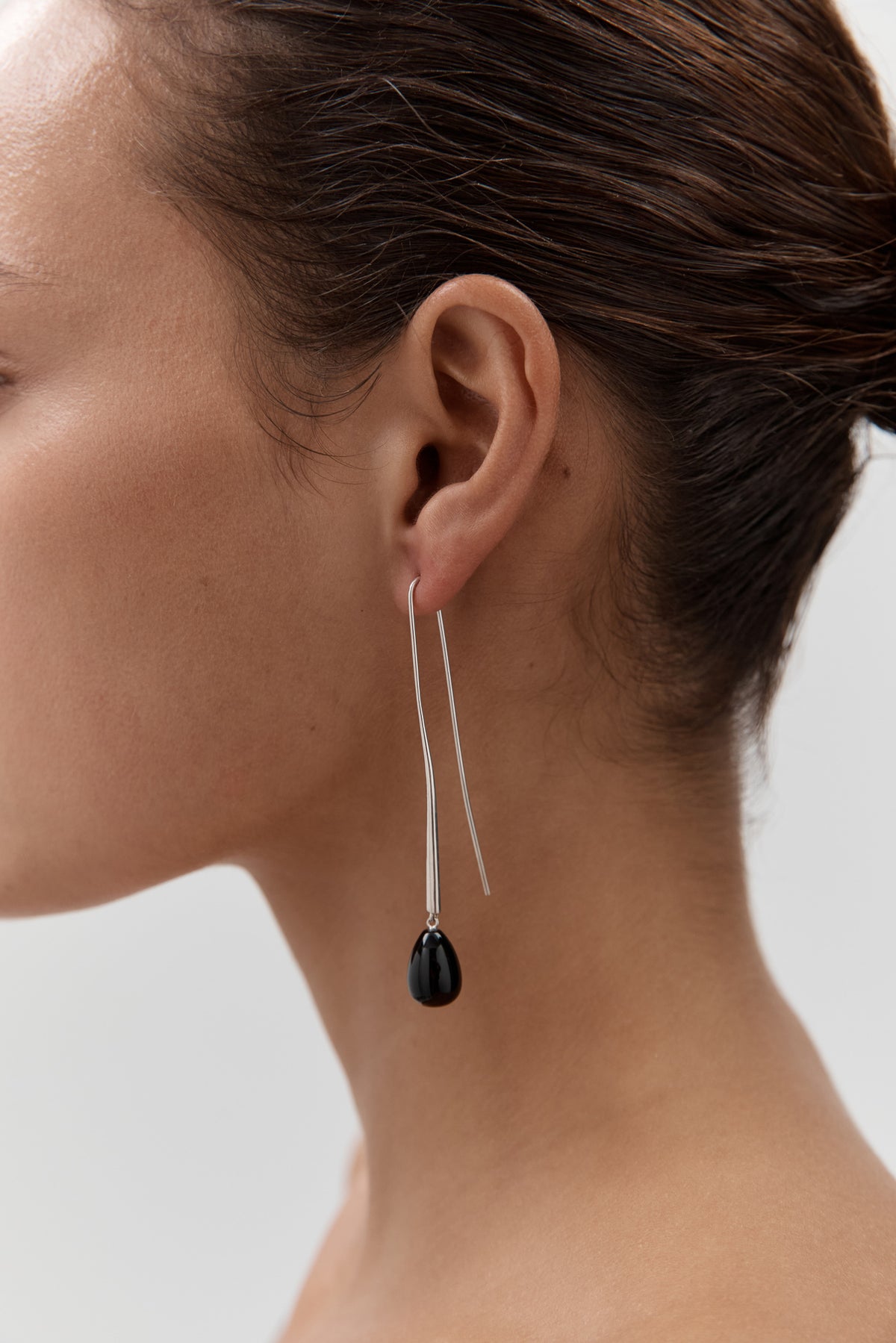 Cusp Onyx Earrings - Silver