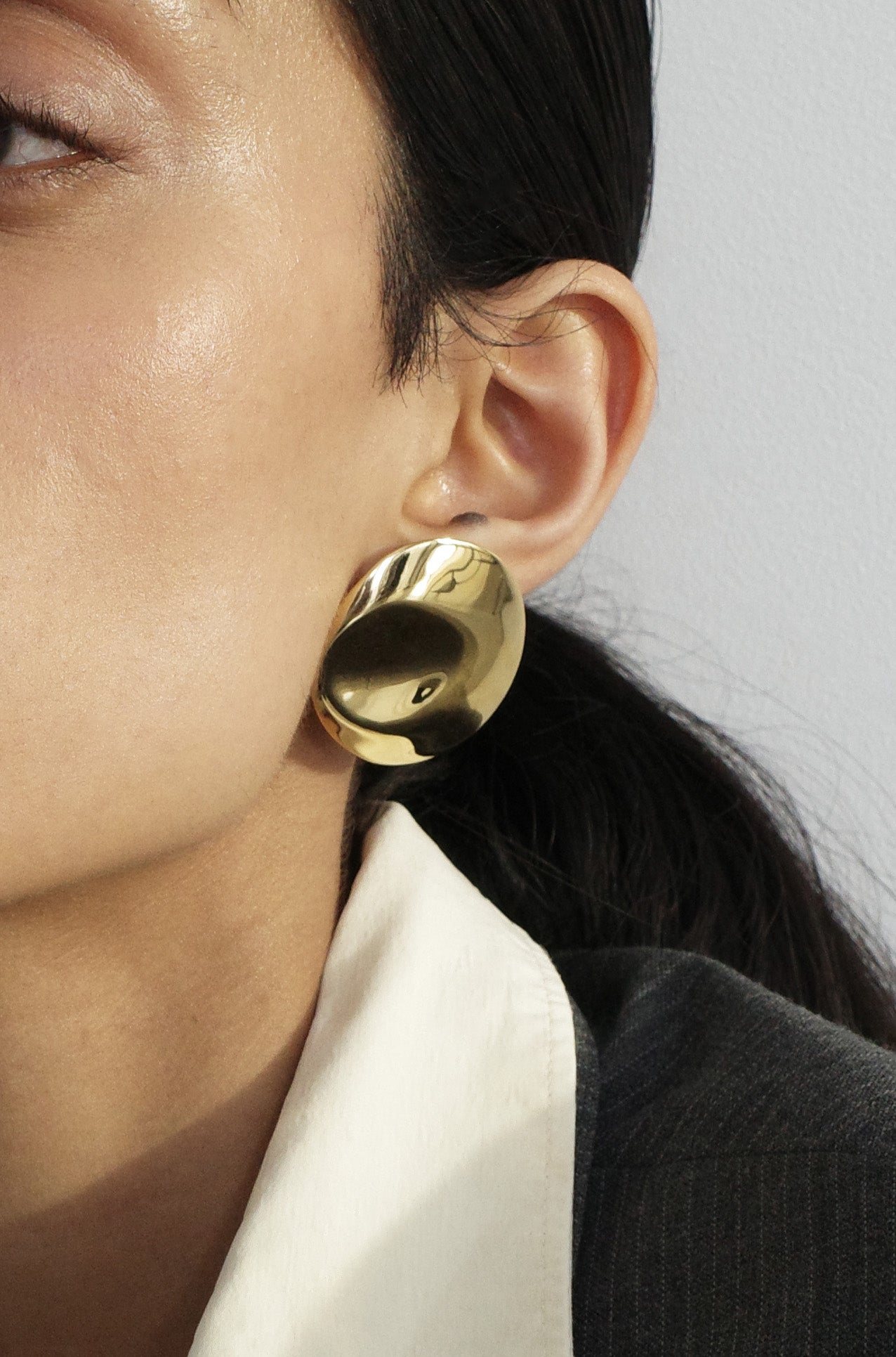 Dented Medallion Earrings - Gold