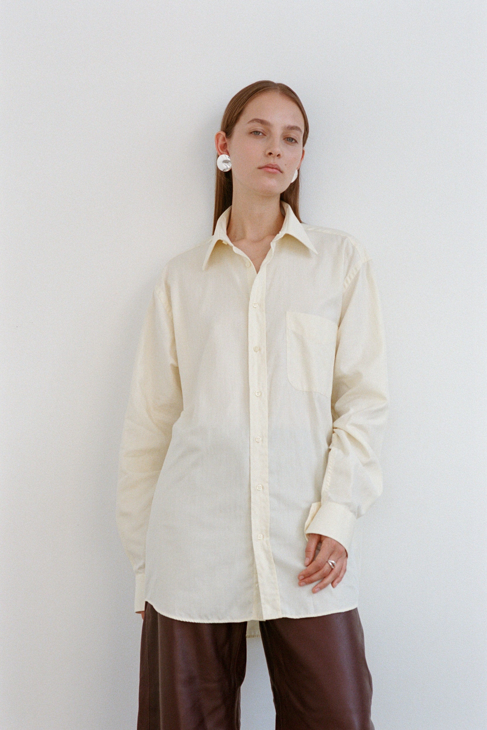 Dented Medallion Earrings - Silver