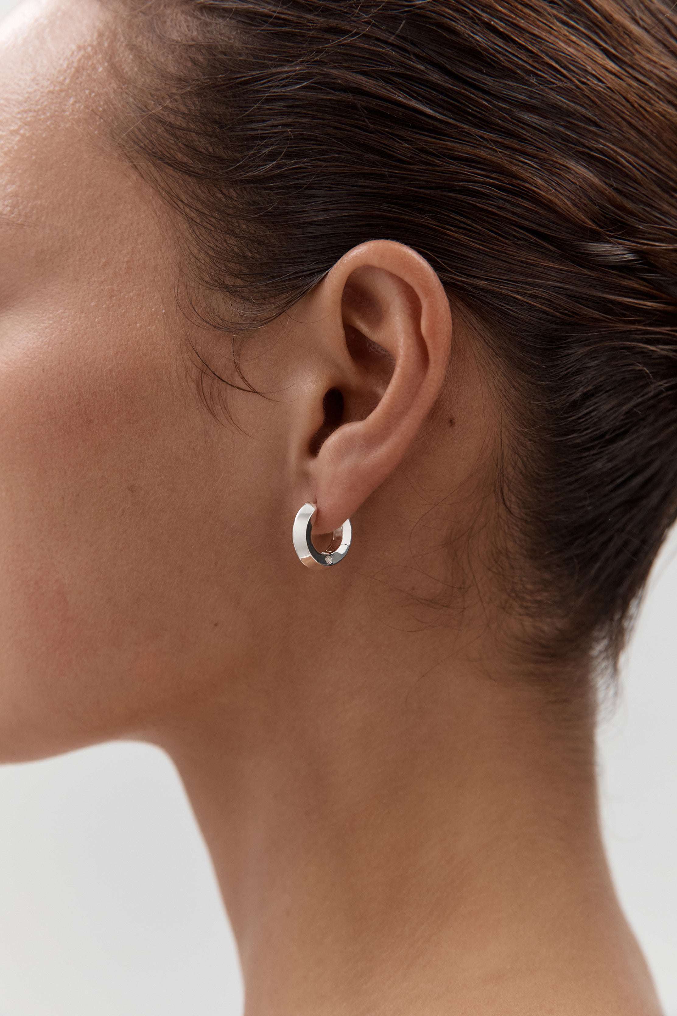 Low Beam Hoops - Topaz - Large - Silver