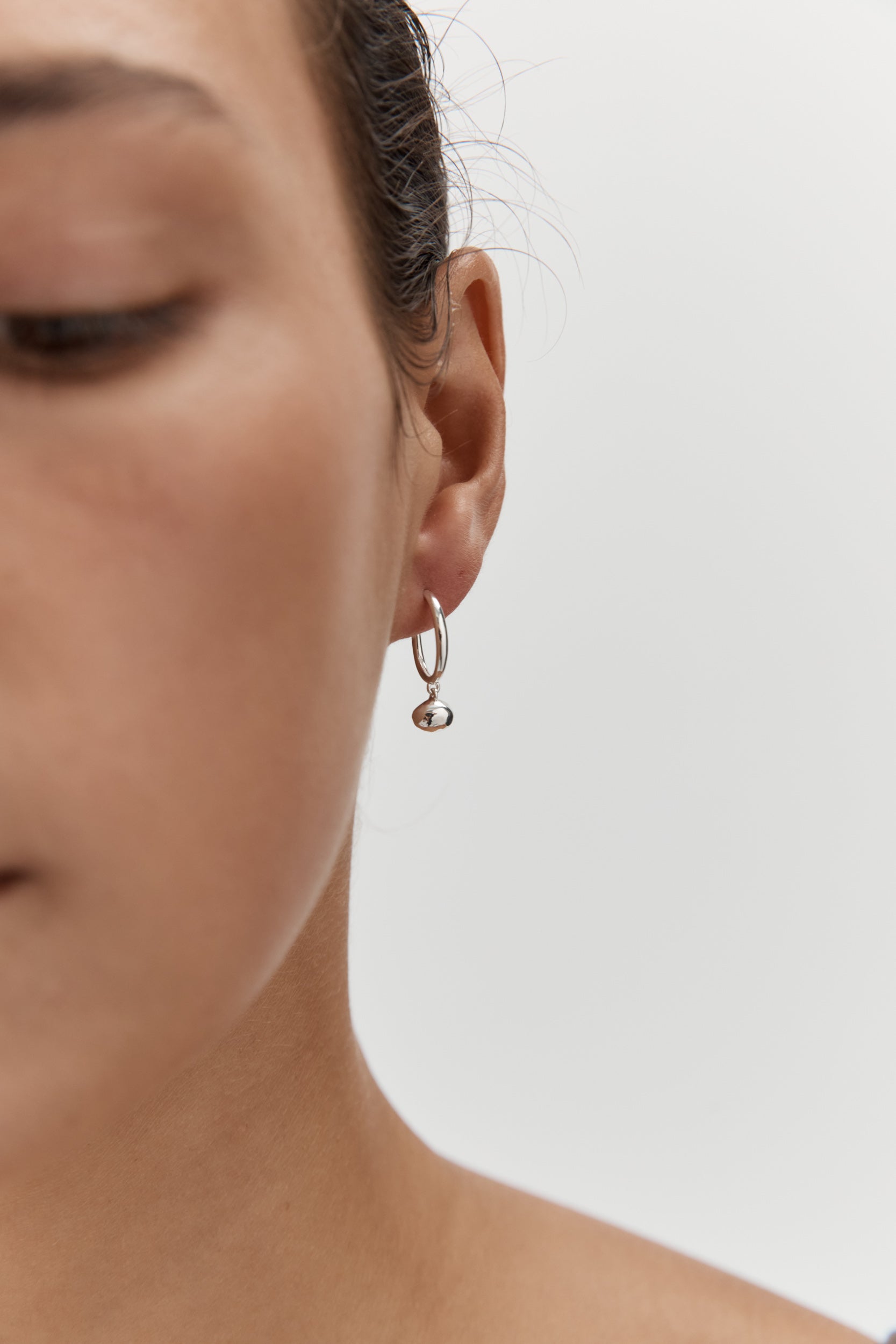 Mini Drop Hoops - Silver