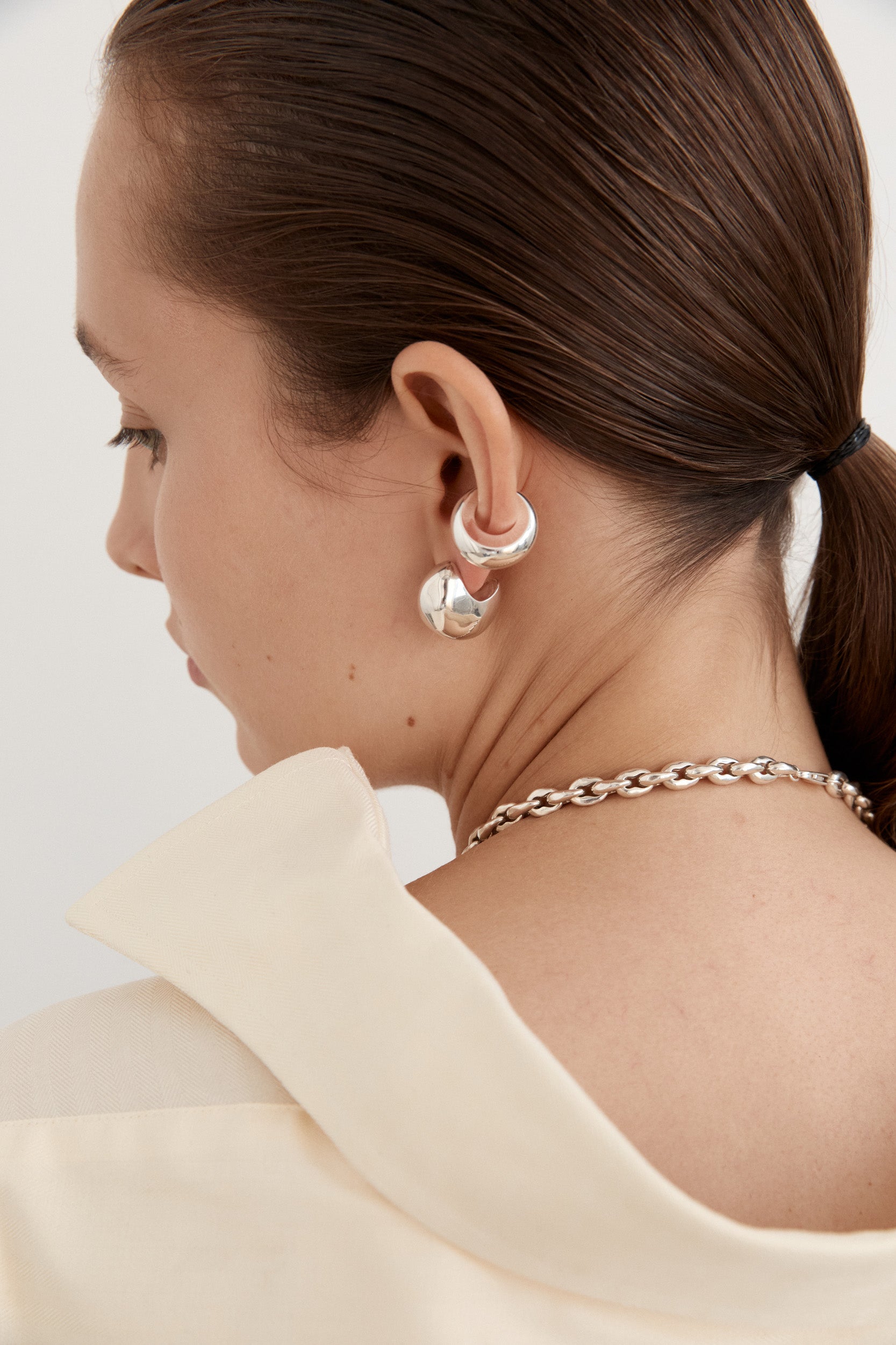 Concave Ear Cuff - Small - Silver