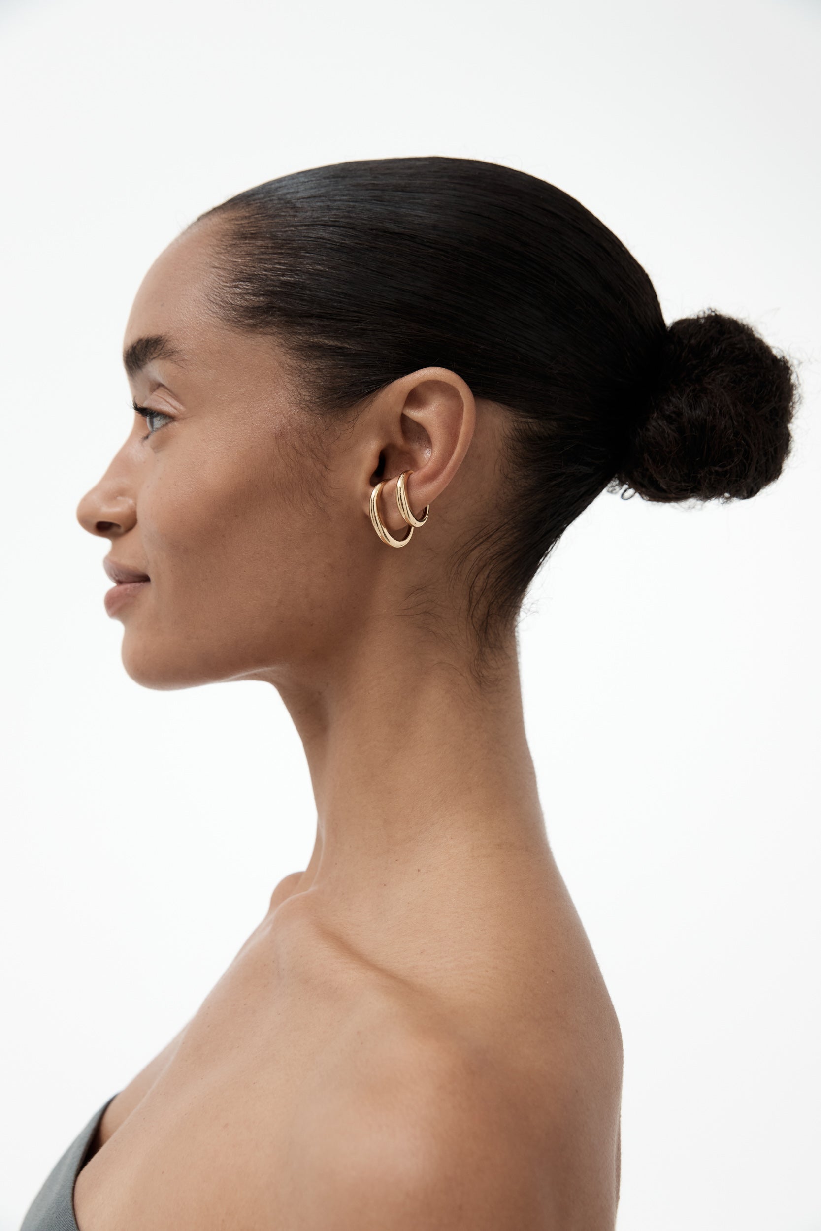 Ensemble de 2 boucles d'oreilles en jean - Or