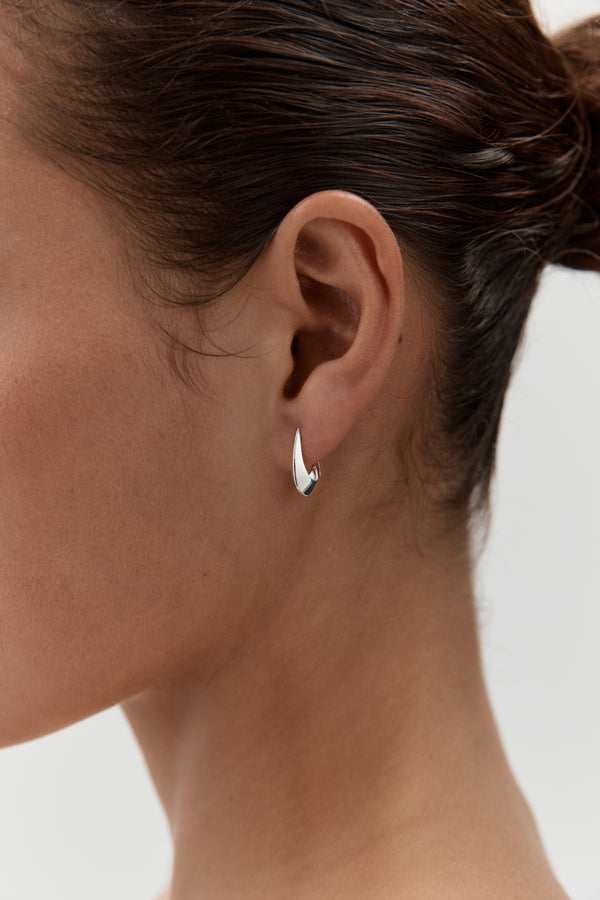 Saucer Mini Hoops - Silver