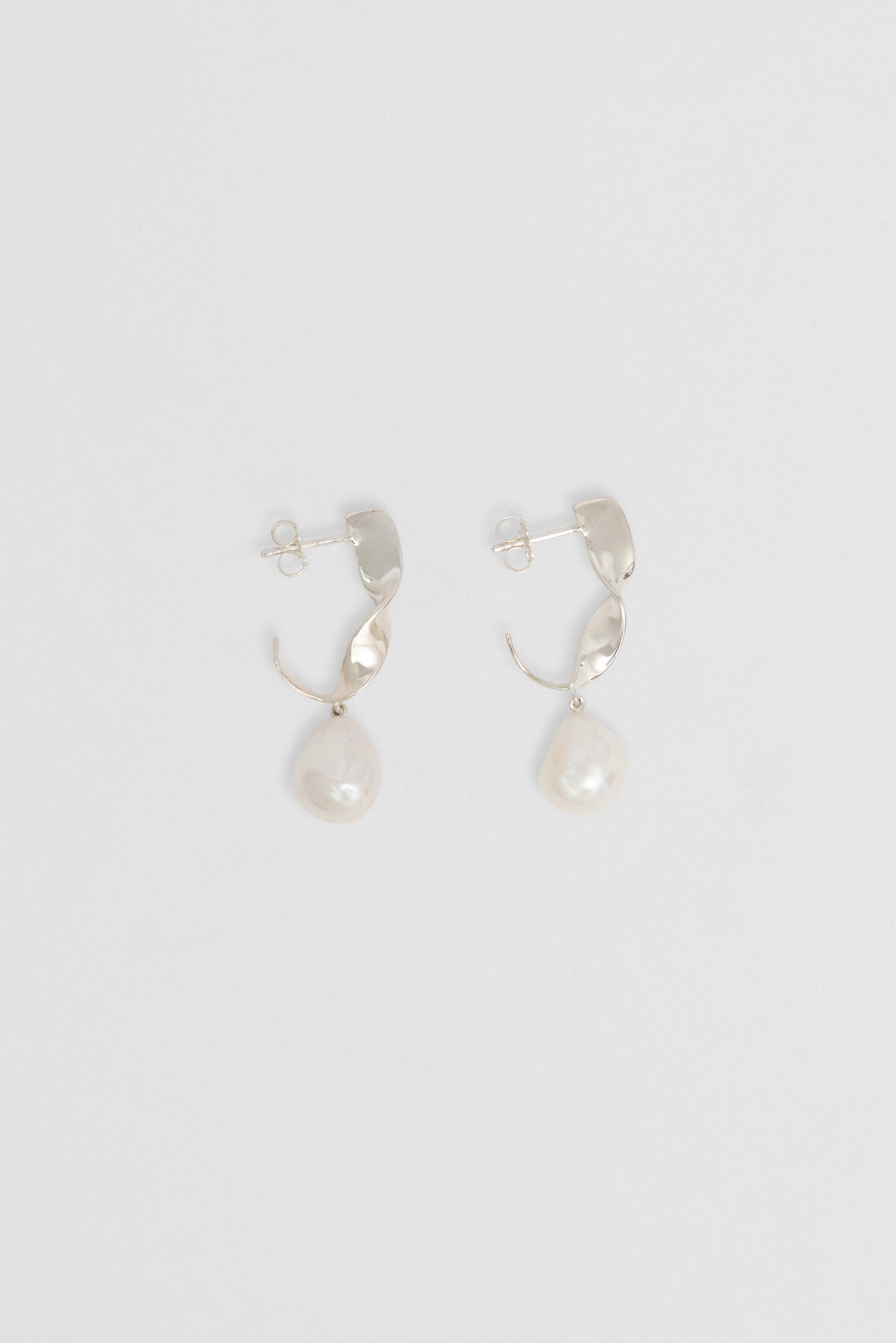 Créoles en perles sculptées - Argent